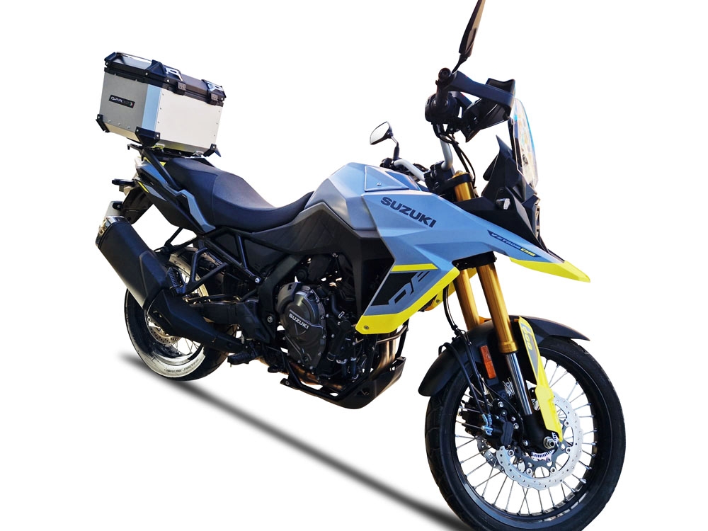 Baúl GPR TECH compatible con  Suzuki V-STROM DL 800 DE - SE 2023-2025 e5 Baúl Alpi-Tech en aluminio color plata con placa específica incluida Capacidad Litros 45