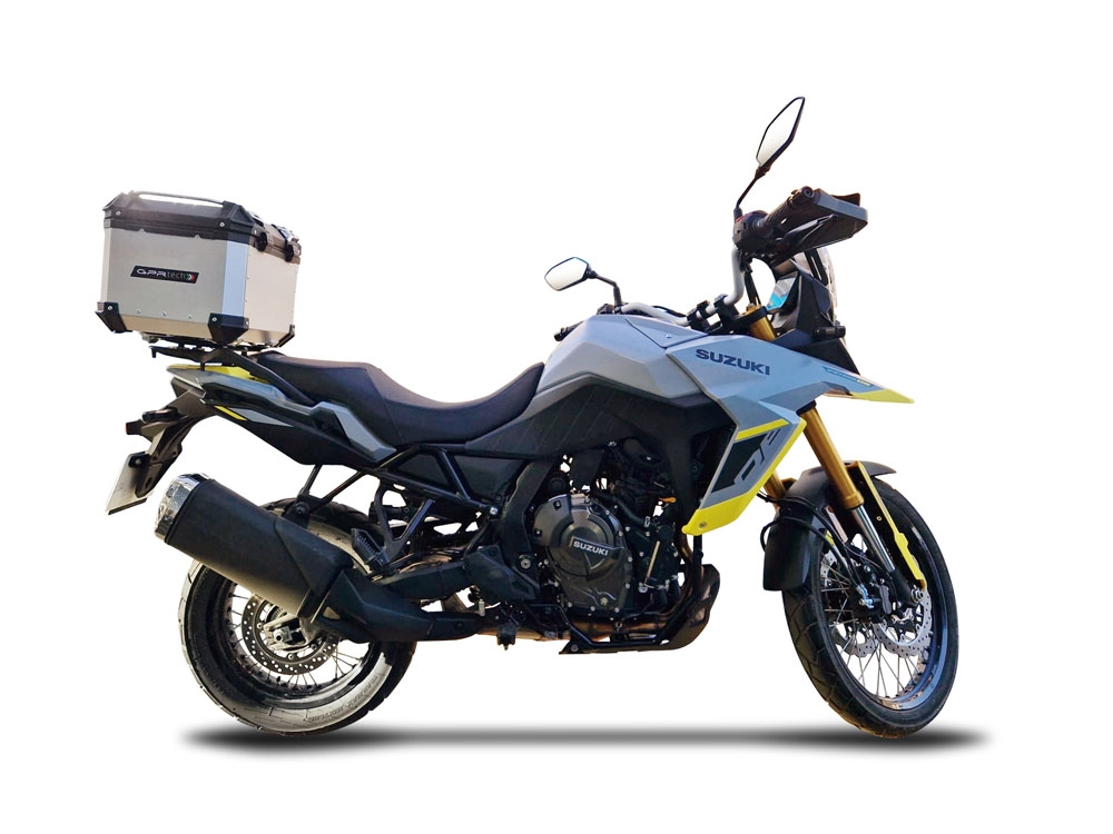 Baúl GPR TECH compatible con  Suzuki V-STROM DL 800 DE - SE 2023-2025 e5 Baúl Alpi-Tech en aluminio color plata con placa específica incluida Capacidad Litros 55