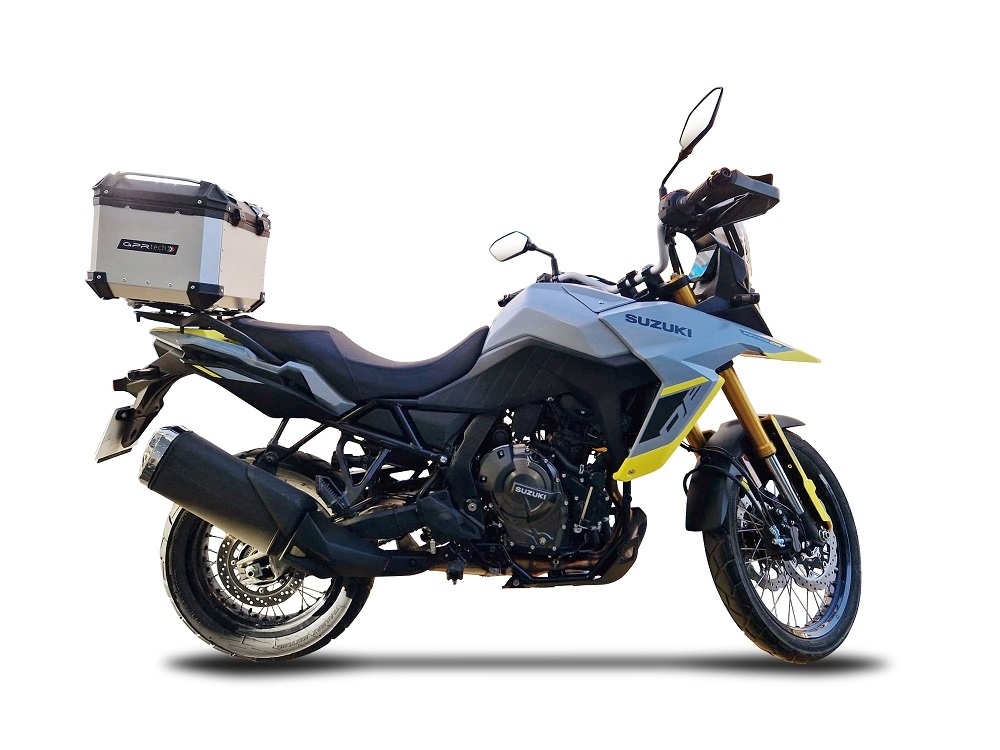 Baúl GPR TECH compatible con  Suzuki V-Strom Dl 650 2021/2024 e5 Baúl Alpi-Tech en aluminio color plata con placa específica incluida Capacidad Litros 45