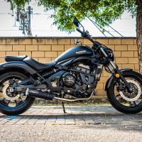 GPR escape compatible con  Kawasaki Vulcan 650 S 2014-2016, M3 Black Titanium, Escape completo homologado y legal, incluido db killer extraíble 