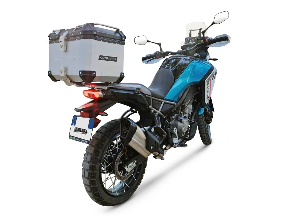Baúl GPR TECH compatible con  Cf Moto 450MT 2023/2025 Euro5 Plus Baúl Alpi-Tech en aluminio color plata con placa específica incluida Capacidad Litros 45