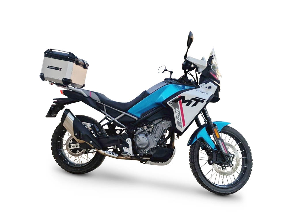 Baúl GPR TECH compatible con  Cf Moto 450MT 2023/2025 Euro5 Plus Baúl Alpi-Tech en aluminio color plata con placa específica incluida Capacidad Litros 45