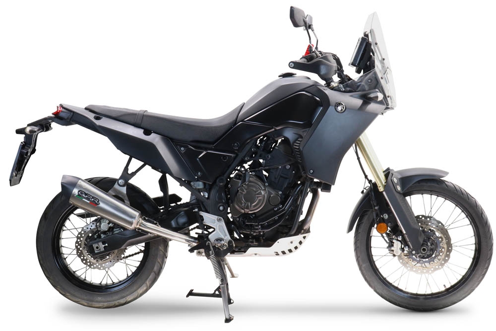 Escape compatible con Yamaha Tenere 700 2019-2020, GP Evo4 Titanium, Escape legal, homologado, silenciador con db killer desmontable y tubo de conexión específico 