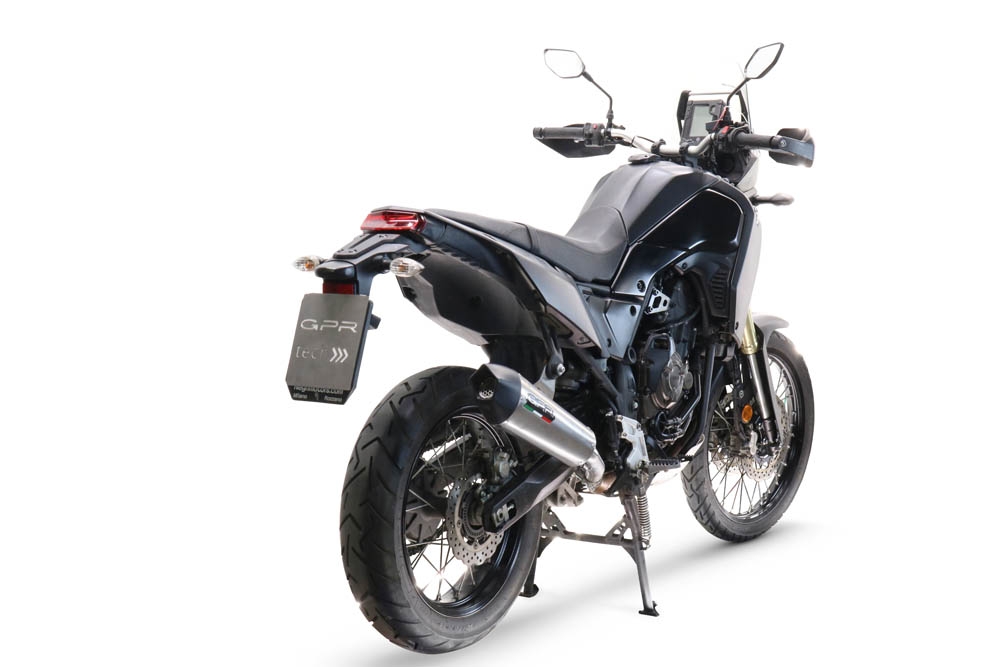 Escape compatible con Yamaha Tenere 700 2019-2020, GP Evo4 Titanium, Escape legal, homologado, silenciador con db killer desmontable y tubo de conexión específico 