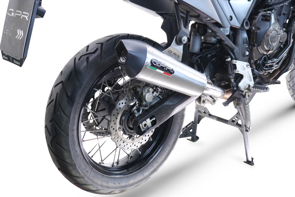 Escape compatible con Yamaha Tenere 700 2019-2020, GP Evo4 Titanium, Escape legal, homologado, silenciador con db killer desmontable y tubo de conexión específico 