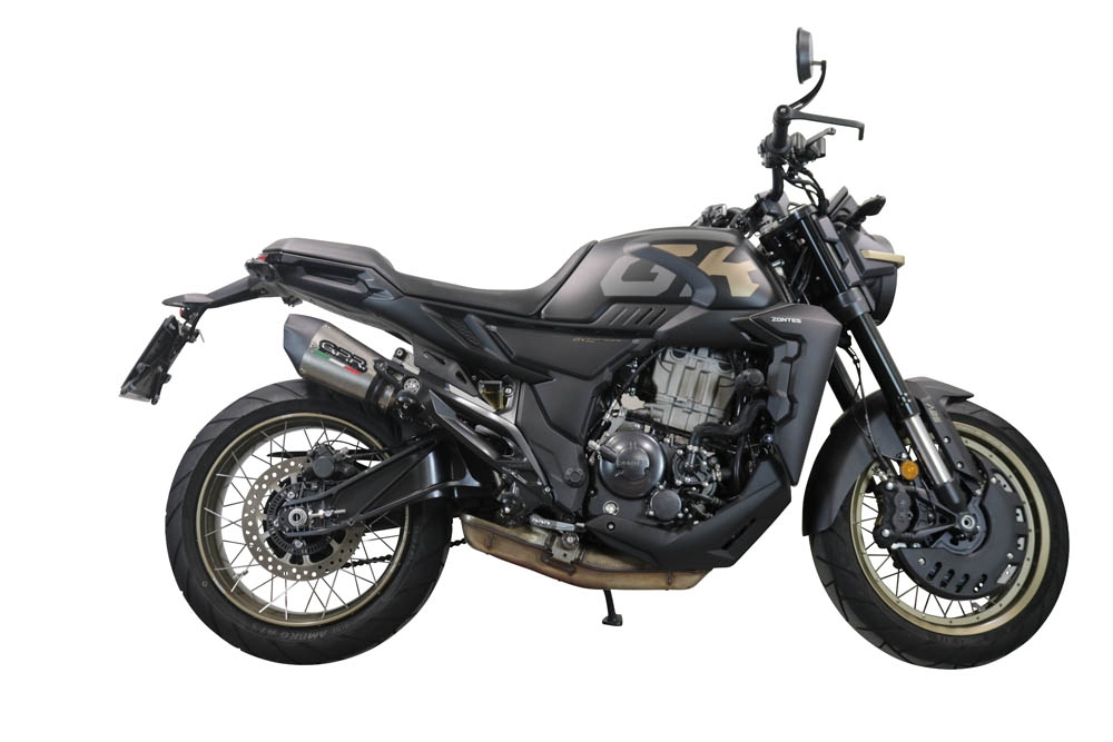 Escape compatible con Zontes 350 T1 ADV 2022-2024, GP Evo4 Titanium, Escape legal, homologado, silenciador con db killer desmontable y tubo de conexión específico 