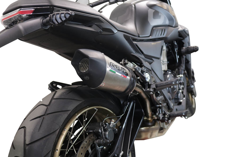 Escape compatible con Zontes 350 T1 ADV 2022-2024, GP Evo4 Titanium, Escape legal, homologado, silenciador con db killer desmontable y tubo de conexión específico 