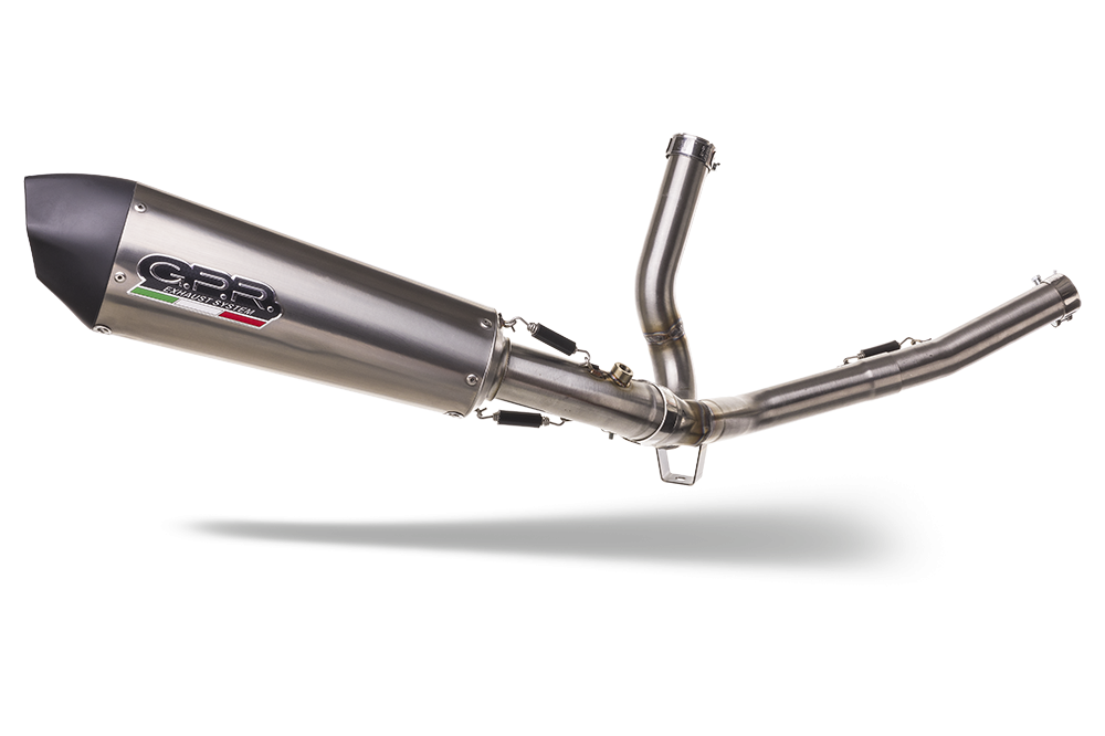 Escape compatible con Suzuki V-Strom 650 2021-2025, Gpe Ann. titanium, Sistema de escape medio lleno, incluido db killer extraíble y tubo de conexión 