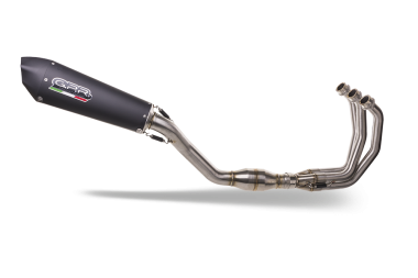 Escape compatible con Triumph Daytona 660 2023-2025, Gpe Ann. Black titanium, Escape completo homologado y legal, incluido db killer extraíble 