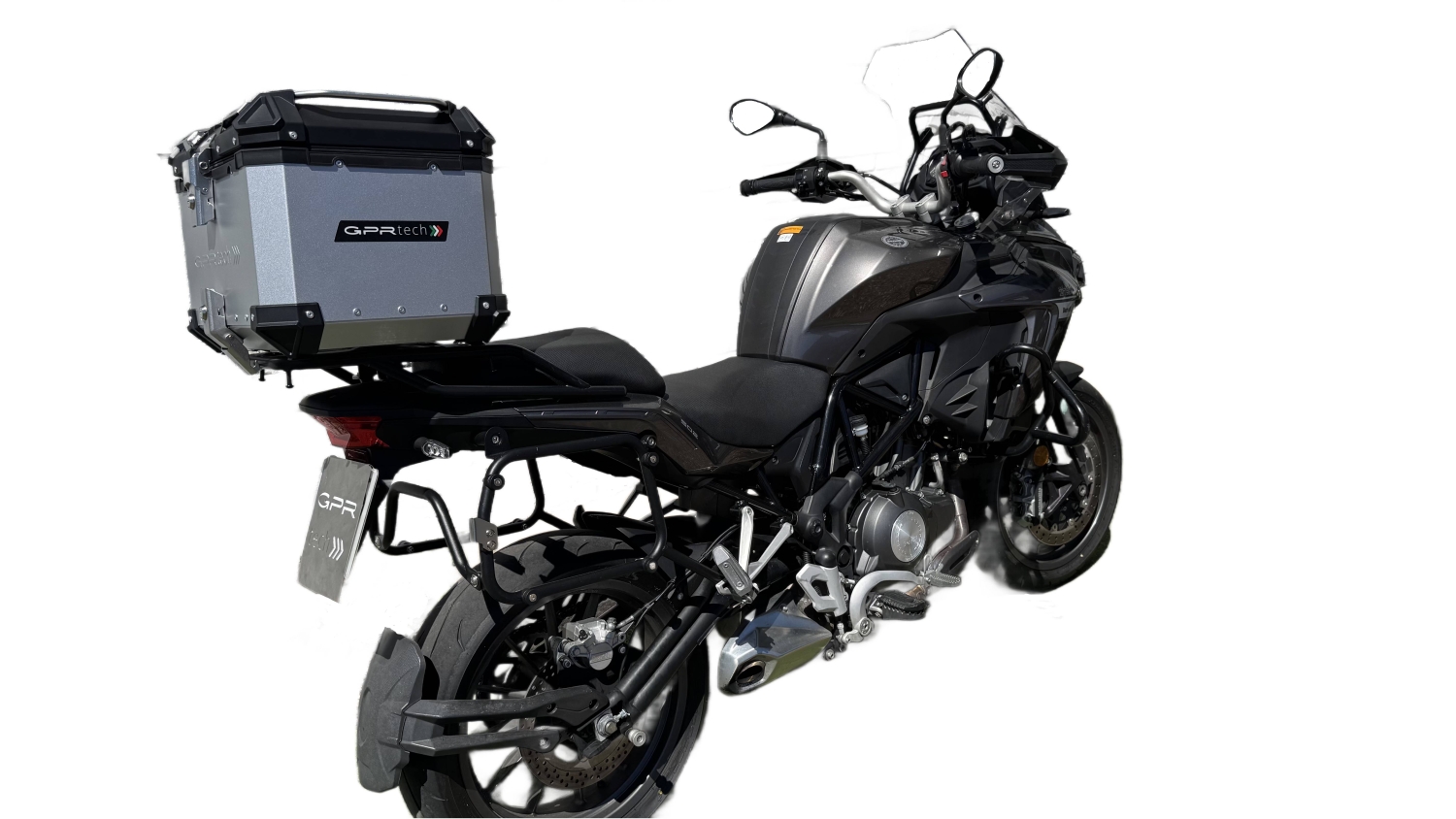 Baúl GPR TECH compatible con  Benelli Trk 502 2017/2020 e4 Baúl Alpi-Tech en aluminio color plata con placa específica incluida Capacidad Litros 35