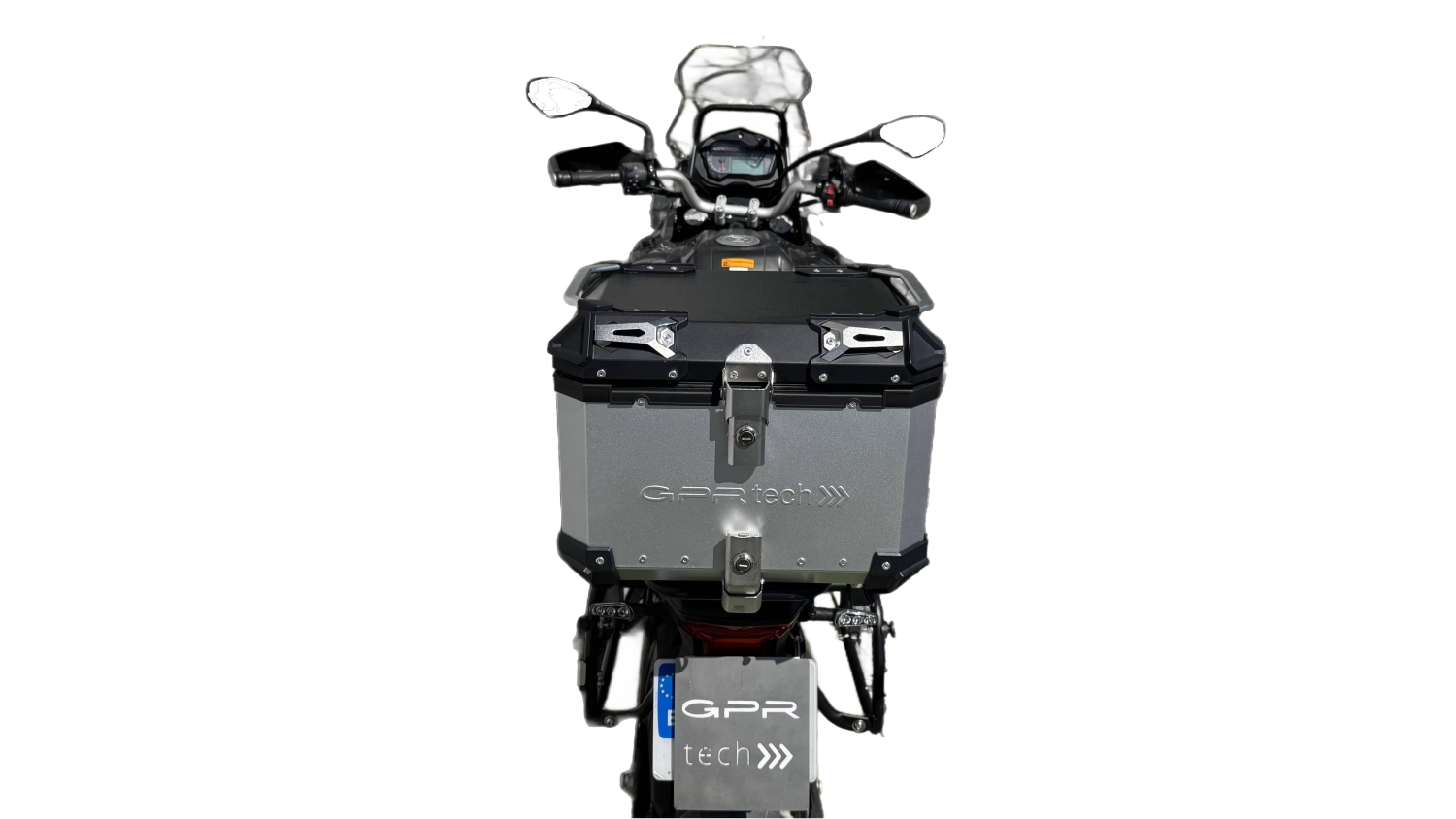Baúl GPR TECH compatible con  Benelli Trk 502 2017/2020 e4 Baúl Alpi-Tech en aluminio color plata con placa específica incluida Capacidad Litros 35