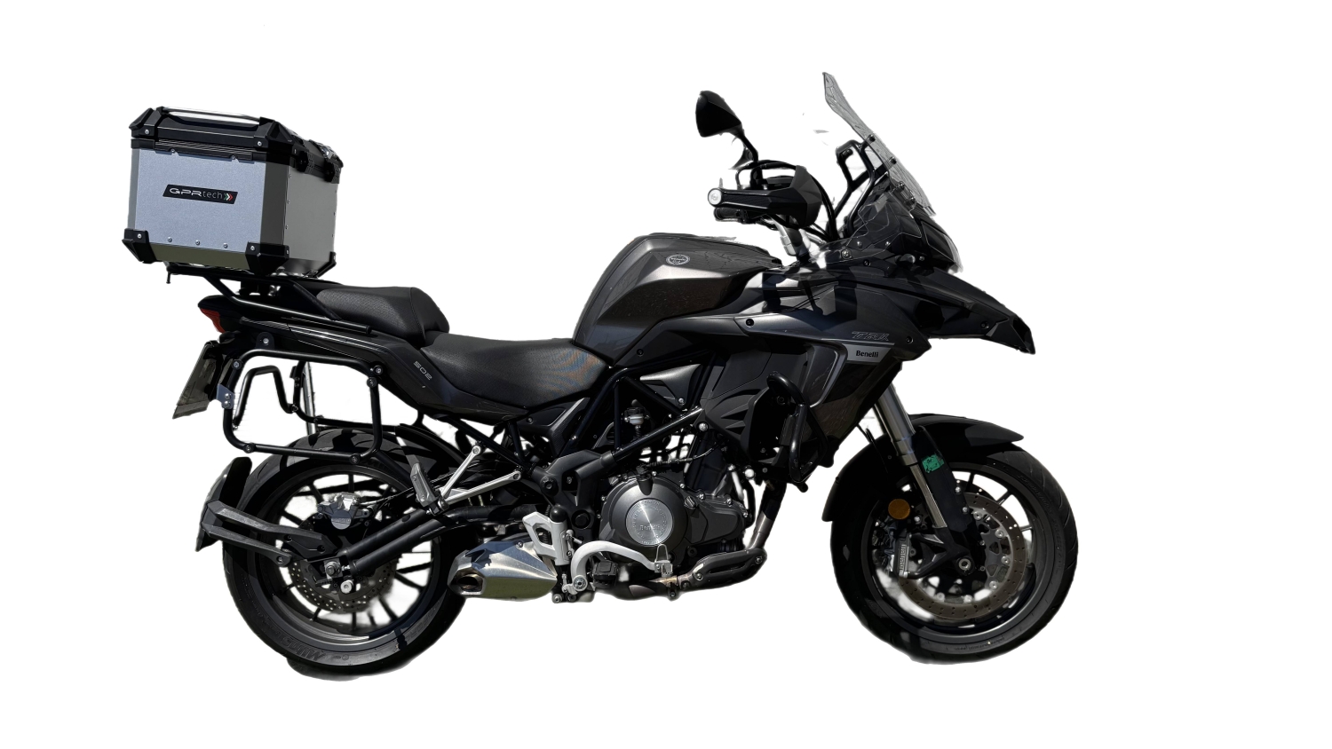 Baúl GPR TECH compatible con  Benelli Trk 502 2017/2020 e4 Baúl Alpi-Tech en aluminio color plata con placa específica incluida Capacidad Litros 35