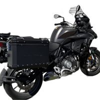 GPR TECH compatible con  Benelli Trk 502 X 2021/2024 e5 Par de maletas laterales en aluminio color negro con portaequipajes específico Capacidad 38 LT. + 38 LT.