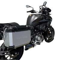 GPR TECH compatible con  Benelli Trk 502 X 2021/2024 e5 Par de maletas laterales en aluminio color plata con portaequipajes específico Capacidad 38 LT. + 38 LT.