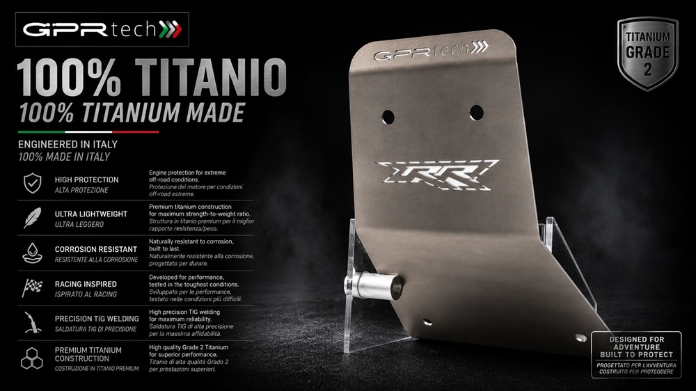 GPR TECH compatible con  Beta RR 125 4T Enduro LC 2021/2023 e5 Protección del motor en titanio 