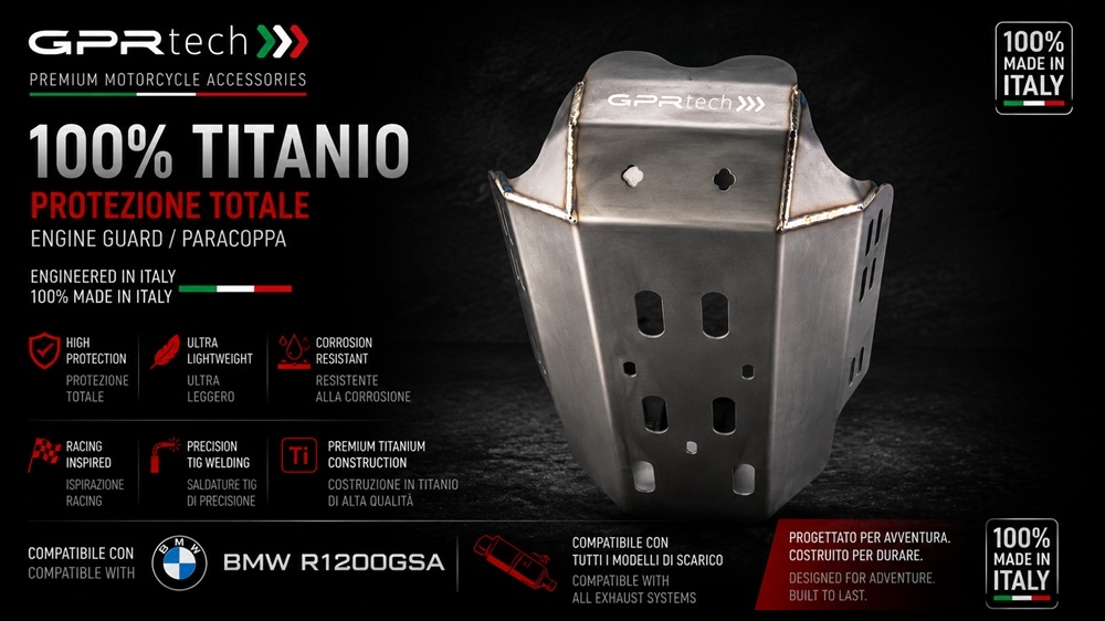 GPR TECH compatible con  Bmw R 1200 Gs 2007/2009 Protección del motor en titanio 