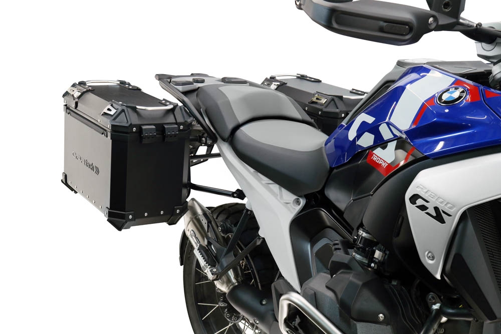 GPR TECH compatible con  Bmw R 1300 GS Adventure 2024/2026 Par de maletas laterales en aluminio color negro con portaequipajes específico Capacidad 38 LT. + 38 LT.