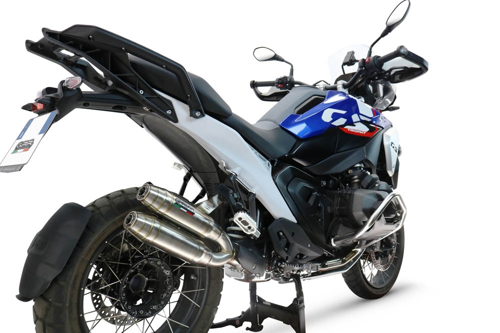 GPR escape compatible con  Bmw R 1300 GS Adventure 2024-2026, Deeptone Duplex, Par de terminales de escape homologados, con db killer extraíbles y tubos de conexión específicos 