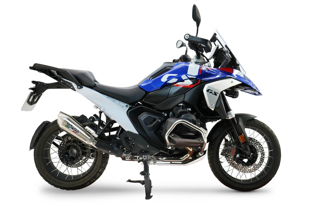 GPR escape compatible con  Bmw R 1300 GS 2024-2026, GP-Revo Titanium, Escape legal, homologado, silenciador con db killer desmontable y tubo de conexión específico 