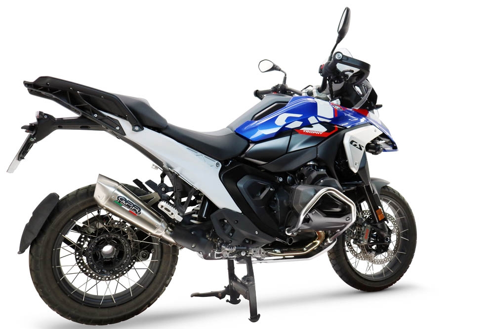 GPR escape compatible con  Bmw R 1300 GS 2024-2026, GP-Revo Titanium, Escape legal, homologado, silenciador con db killer desmontable y tubo de conexión específico 