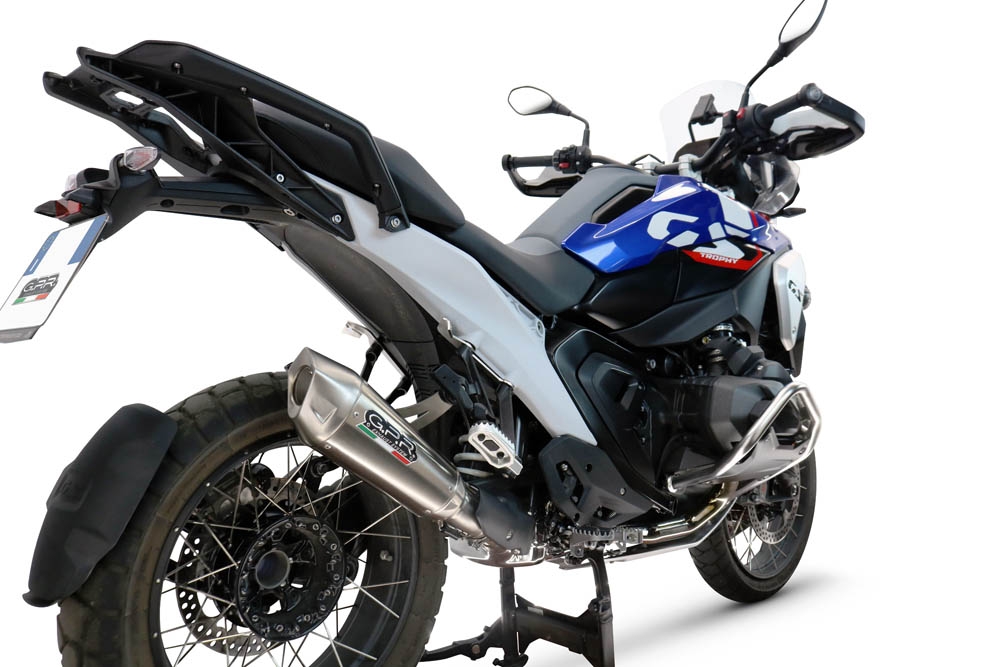 GPR escape compatible con  Bmw R 1300 GS 2024-2026, GP-Revo Titanium, Escape legal, homologado, silenciador con db killer desmontable y tubo de conexión específico 