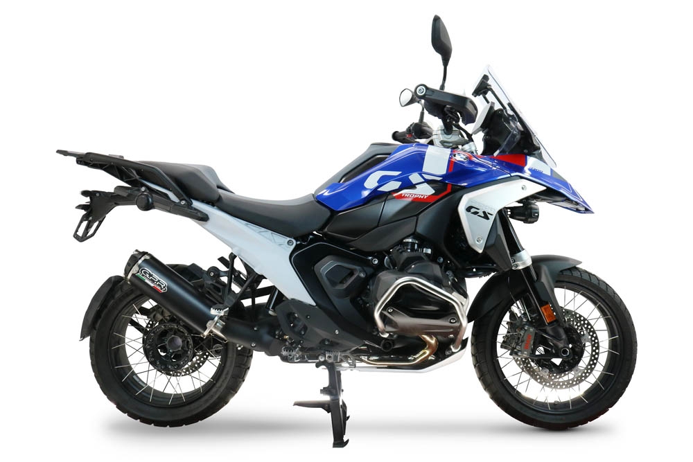 GPR escape compatible con  Bmw R 1300 GS 2024-2026, Hyper Dual Black Titanium, Escape legal, homologado, silenciador con db killer desmontable y tubo de conexión específico 