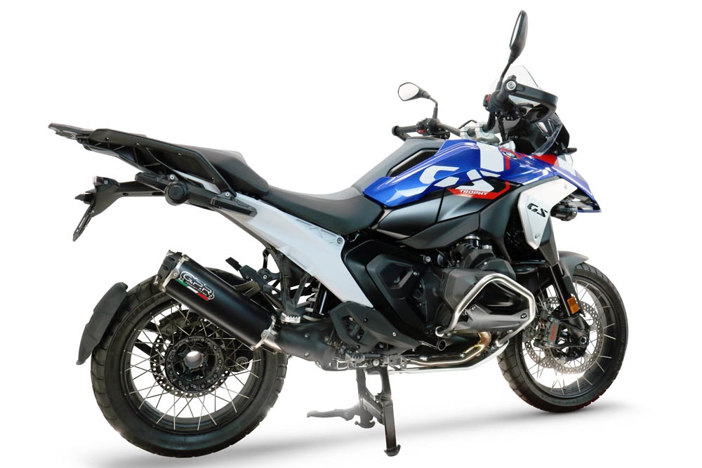 GPR escape compatible con  Bmw R 1300 GS 2024-2026, Hyper Dual Black Titanium, Escape legal, homologado, silenciador con db killer desmontable y tubo de conexión específico 