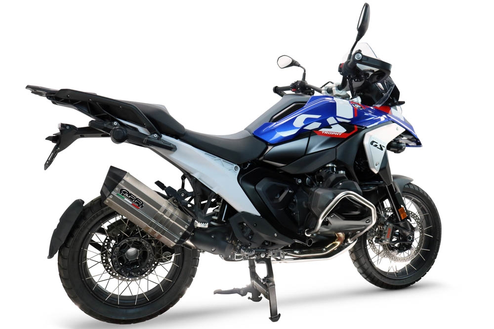 GPR escape compatible con  Bmw R 1300 GS 2024-2026, Hyper Sonic Titanium, Escape legal, homologado, silenciador con db killer desmontable y tubo de conexión específico 
