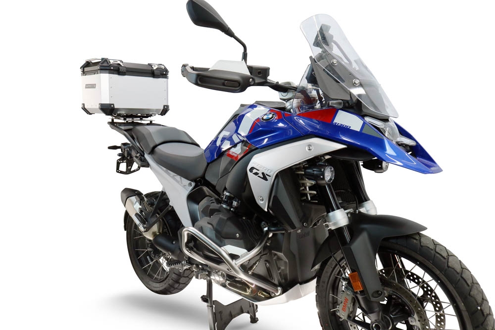 Baúl GPR TECH compatible con  Bmw R 1300 GS 2024/2026 Baúl Alpi-Tech en aluminio color plata con placa específica para portaequipajes trasero incluida Capacidad Litros 45