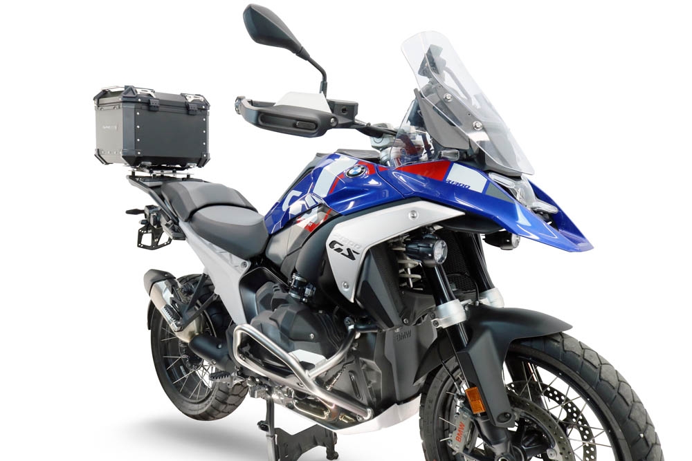 Baúl GPR TECH compatible con  Bmw R 1300 GS Adventure 2024/2026 Baúl Alpi-Tech en aluminio color plata con placa específica para portaequipajes trasero incluida Capacidad Litros 35