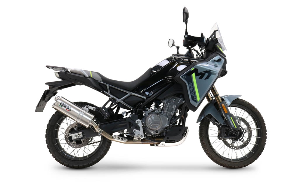 GPR escape compatible con  Cf Moto 450 MT 2024-2025, Dual Inox, Escape racing, silencioso con tubo de conexión 