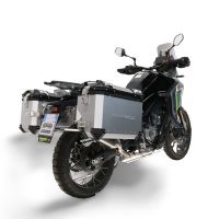 GPR TECH compatible con  Cf Moto 650 Mt 2021/2024 e5 Par de maletas laterales en aluminio color plata con portaequipajes específico Capacidad 38 LT. + 38 LT.