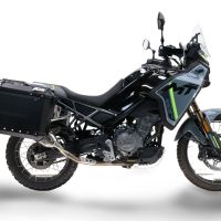 GPR TECH compatible con  Cf Moto 450MT 2023/2025 Euro5 Plus Par de maletas laterales en aluminio con lado derecho contorneado, color negro con portaequipajes específico Capacidad 38 LT. + 32 LT.