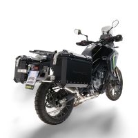 GPR TECH compatible con  Cf Moto 650 Mt 2021/2024 e5 Par de maletas laterales en aluminio color negro con portaequipajes específico Capacidad 38 LT. + 38 LT.