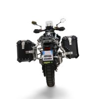 GPR TECH compatible con  Cf Moto 800 Mt Touring 2021/2024 e5 Par de maletas laterales en aluminio con lado derecho contorneado, color negro con portaequipajes específico Capacidad 38 LT. + 32 LT.