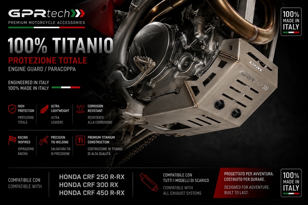 GPR TECH compatible con  Honda Crf 400 RX 2021/2024 Protección del motor en titanio 