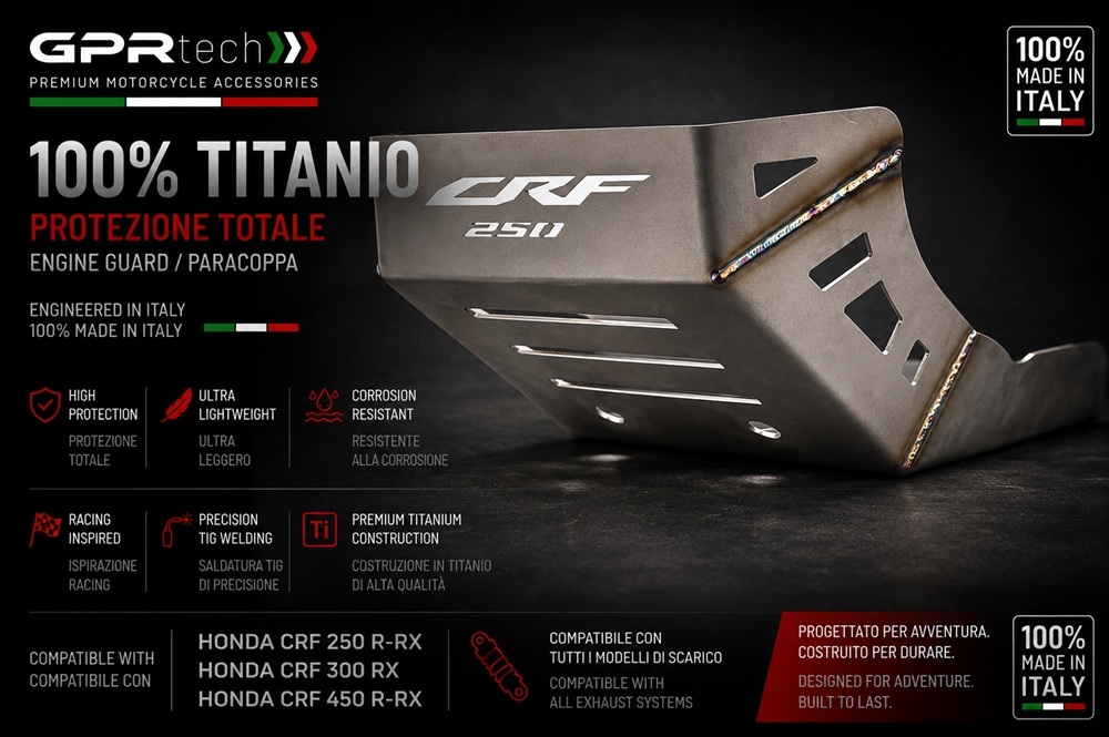 GPR TECH compatible con  Honda Crf 400 RX 2021/2024 Protección del motor en titanio 