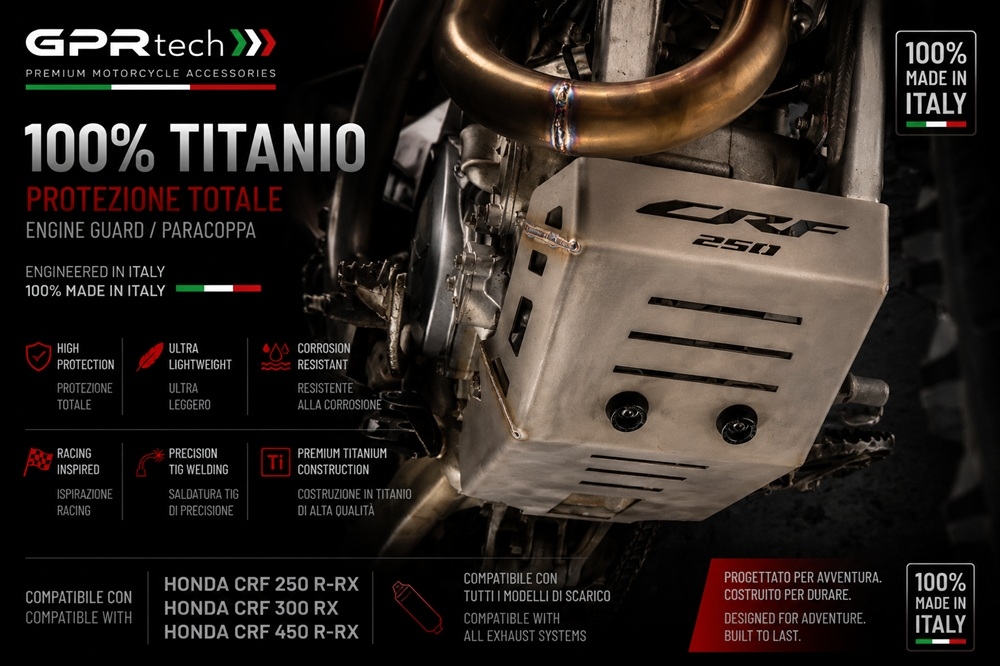 GPR TECH compatible con  Honda Crf 400 RX 2021/2024 Protección del motor en titanio 