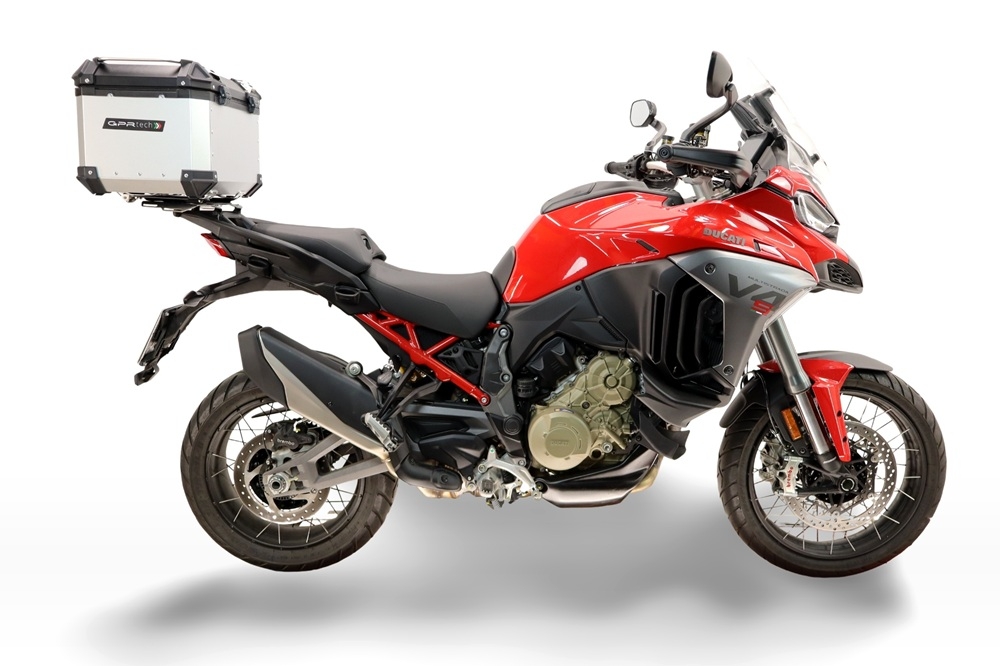 Baúl GPR TECH compatible con  Ducati Multistrada V4 - V4S 2025/2026 Baúl Alpi-Tech en aluminio color plata con placa específica incluida Capacidad Litros 35