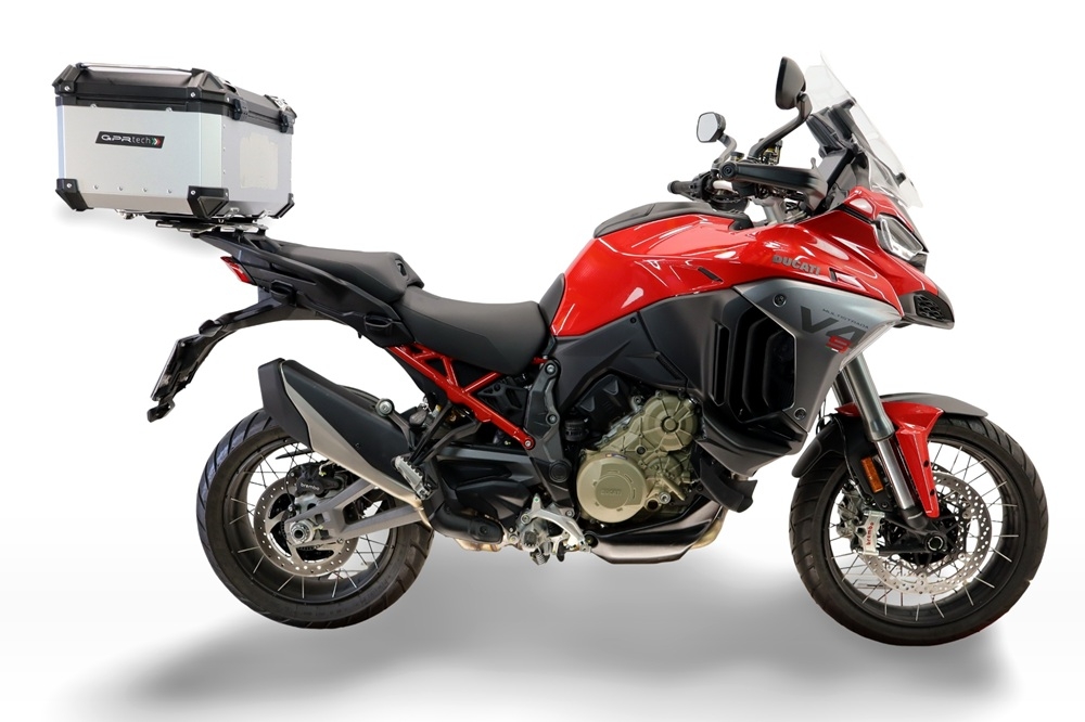 Baúl GPR TECH compatible con  Ducati Multistrada V4 - V4S 2025/2026 Baúl Alpi-Tech en aluminio color plata con placa específica incluida Capacidad Litros 45
