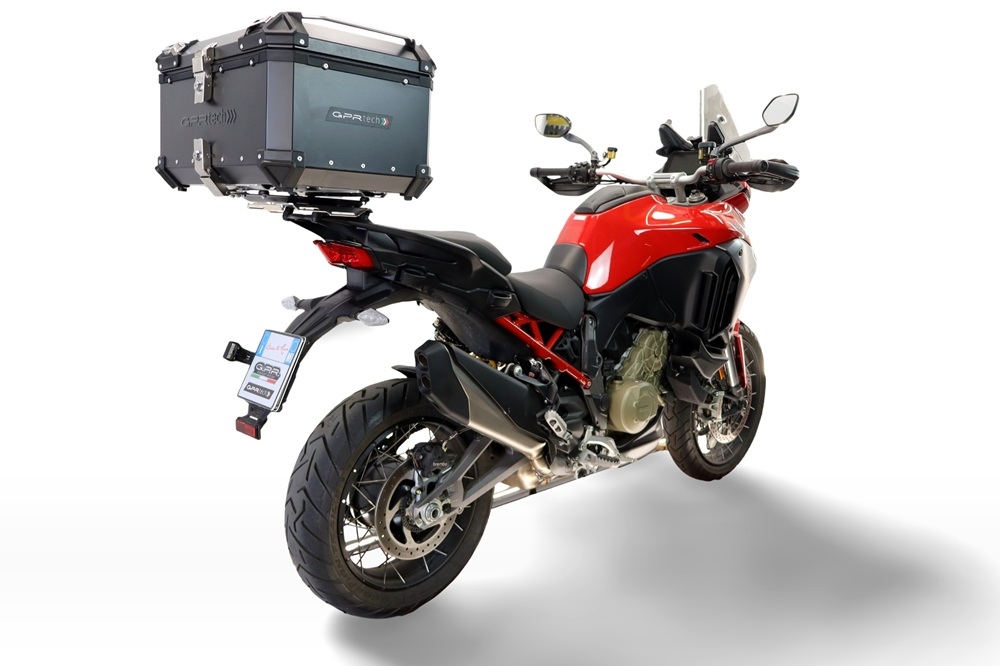 Baúl GPR TECH compatible con  Ducati Multistrada V4 - V4S 2025/2026 Baúl Alpi-Tech en aluminio, color negro con placa específica incluida Capacidad Litros 55