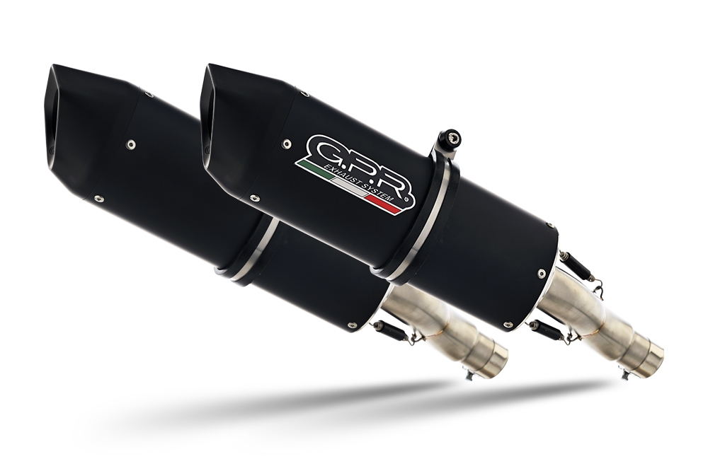 Escape compatible con Aprilia Pegaso 3 650 -Pegaso i.e. 1997-2000, Furore Nero, Par de terminales de escape homologados, con db killer extraíbles y tubos de conexión específicos 