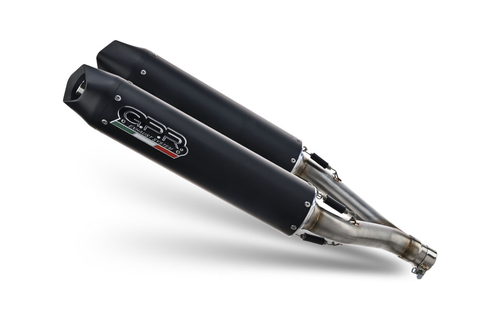 Escape compatible con Aprilia Dorsoduro 750 2008-2016, Furore Nero, Par de terminales de escape homologados, con db killer extraíbles y tubos de conexión específicos 