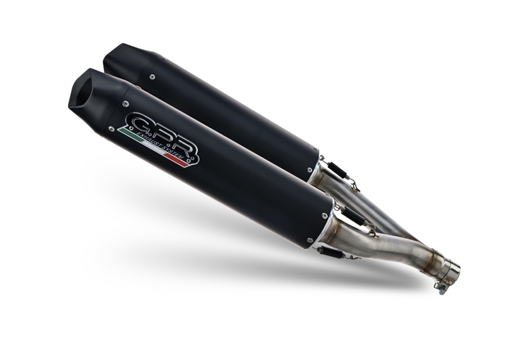 Escape compatible con Aprilia Dorsoduro 900 2017-2020, Furore Evo4 Nero, Par de terminales de escape homologados, con db killer extraíbles y tubos de conexión específicos 