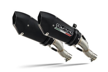 Escape compatible con Kawasaki Z 1000 2010-2013, Gpe Ann. Black titanium, Par de terminales de escape homologados, con db killer extraíbles y tubos de conexión específicos 