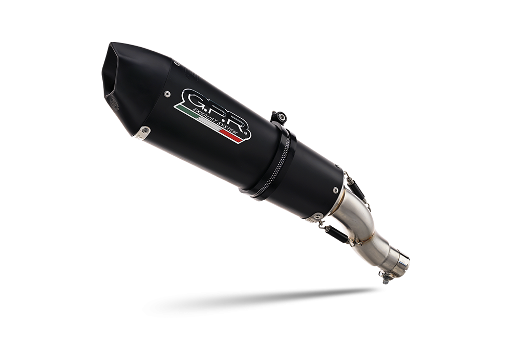 Escape compatible con Ktm Adventure 890 2020-2024, GP Evo4 Black Titanium, Escape legal, homologado, silenciador con db killer desmontable y tubo de conexión específico 