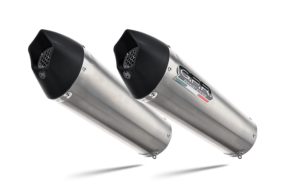 Escape compatible con Yamaha Fjr 1300 2017-2020, GP Evo4 Titanium, Par de terminales de escape homologados, con db killer extraíbles y tubos de conexión específicos 