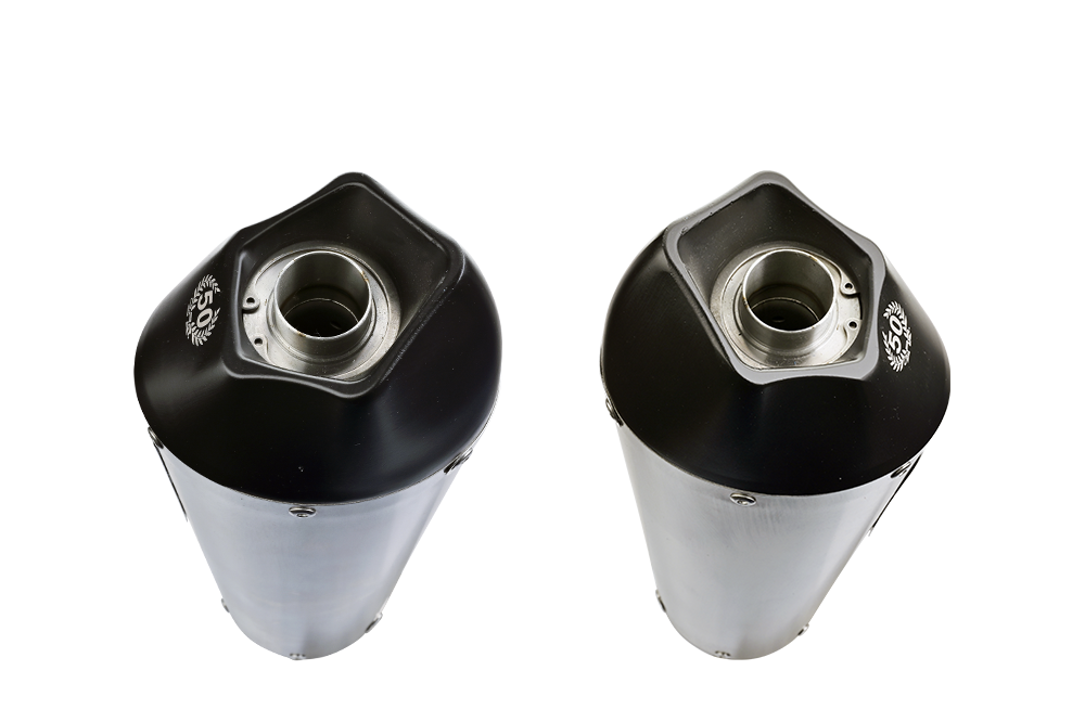 Escape compatible con Yamaha Fz6 600-Fazer S1-S2 2004-2013, Gpe Ann. titanium, Par de terminales de escape homologados, con db killer extraíbles y tubos de conexión específicos 