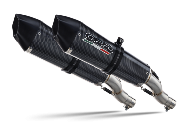 Escape compatible con Aprilia Shiver 900 2017-2020, GP Evo4 Poppy, Par de terminales de escape homologados, con db killer extraíbles y tubos de conexión específicos 