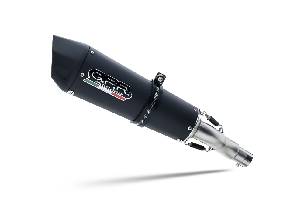 GPR escape compatible con  Triumph Daytona 660 2023-2025, New Grand Prix Evo Black Titanium, Escape completo homologado y legal, incluido db killer extraíble 